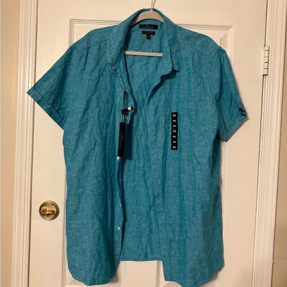 Marc Anthony Short-Sleeve Button-Down Shirt in Turquoise